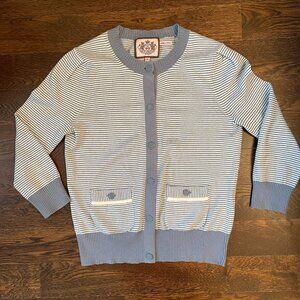 Vintage Juicy Couture Blue/White Cardigan Cashmere Blend-Small